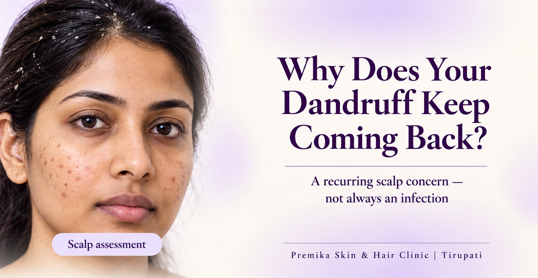 Why your dandruff keeps coming back: scalp assessment with dandruff flakes on the hair