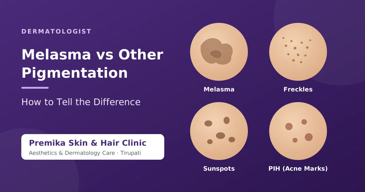 Melasma vs other pigmentation: melasma, freckles, sunspots and PIH comparison